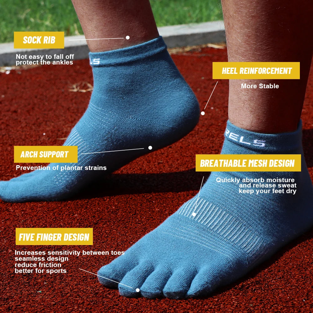 CoolMax Toe Socks Breathable Running Cycling Sweat Wicking Men