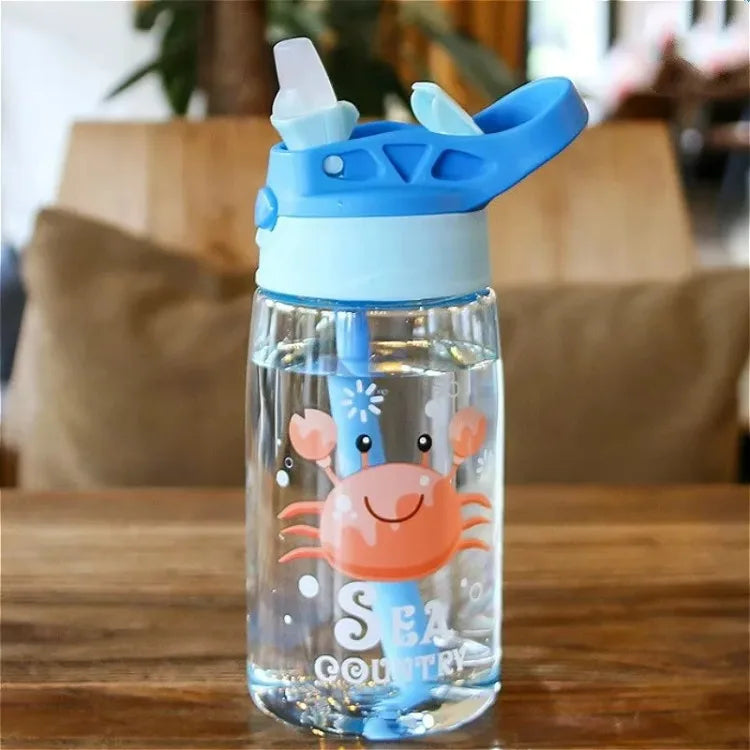 480ML Kids Cartoon Water Sippy Cup with Straw