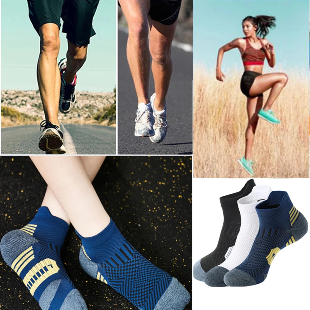 Fitness Sport Socks Non-Slip Cushioned Quick Dry Running Socks 3 Pairs