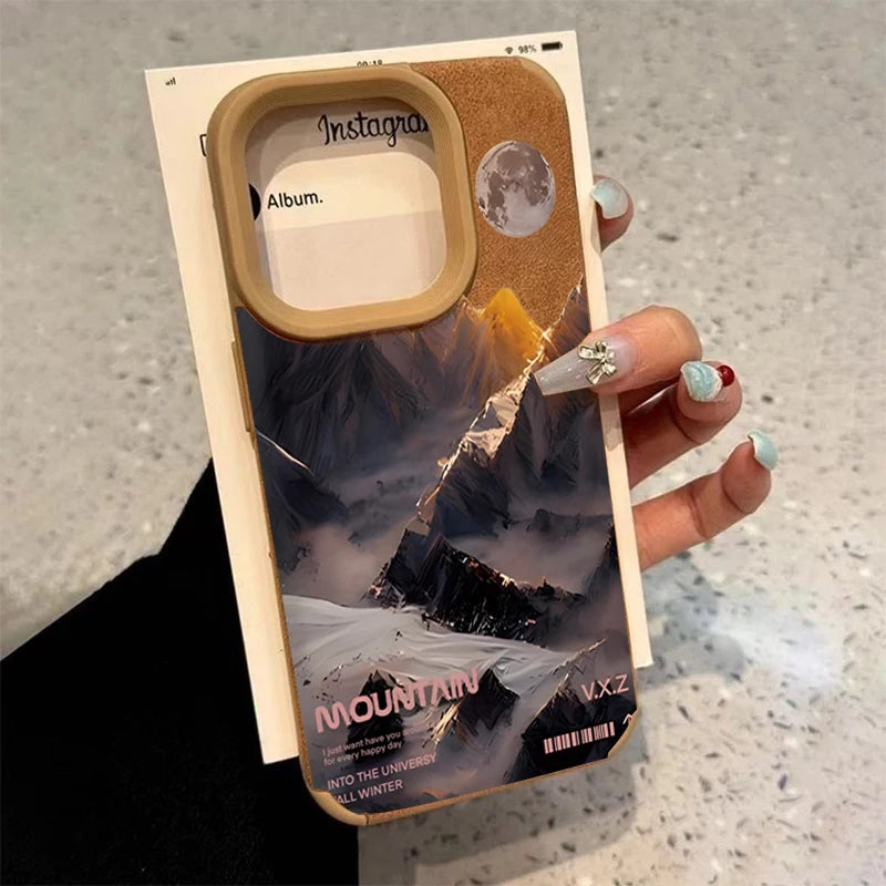Mountain Lake Scenery Case for iPhone 11 12 13 14 15 16 17 Pro Max