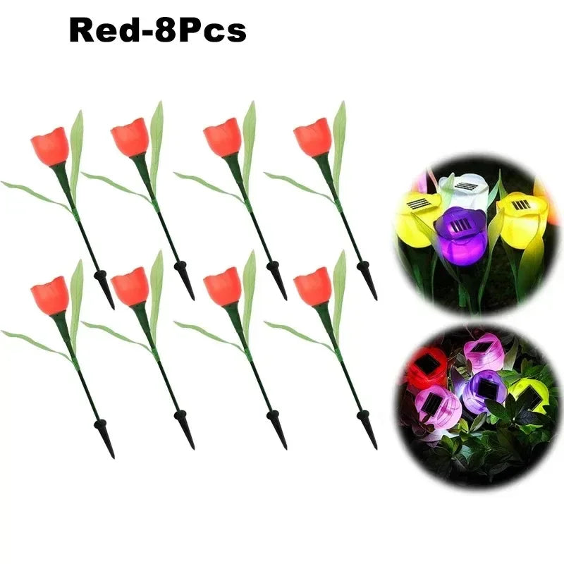 Solar Tulip Rose Flower Lights for Waterproof Garden Decor