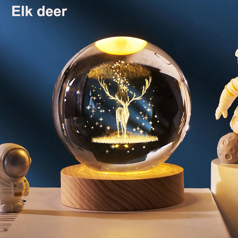 3D Solar System Crystal Ball LED Decoration Lamp