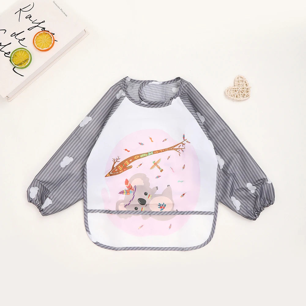 Baby Waterproof Long Sleeve Bib Smock Apron for Toddlers