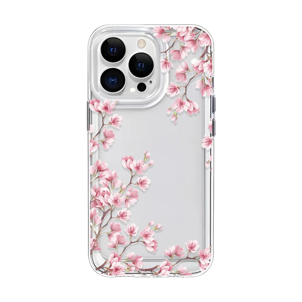 Aesthetic Flower Clear Case for iPhone 11 12 13 14 15 16 Pro Max