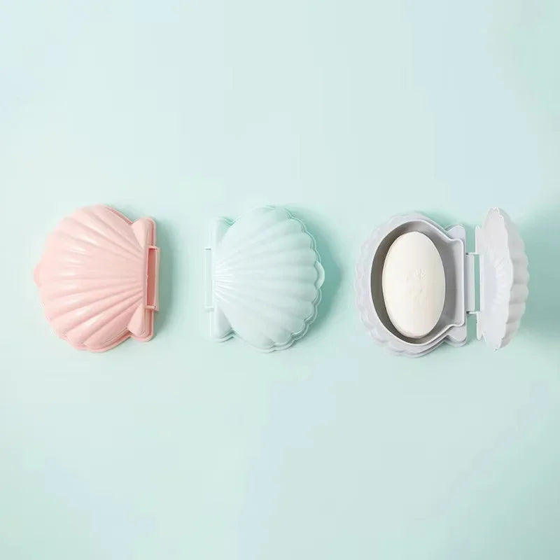 Seashell Soap Box – Double Layer Drain Soap Holder for Bathroom & Travel