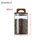Glass Storage Jar with Wooden Lid Airtight Kitchen Food Container