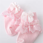 Newborn Baby Girl Lace Socks Princess Bow Cotton Socks 0-24M