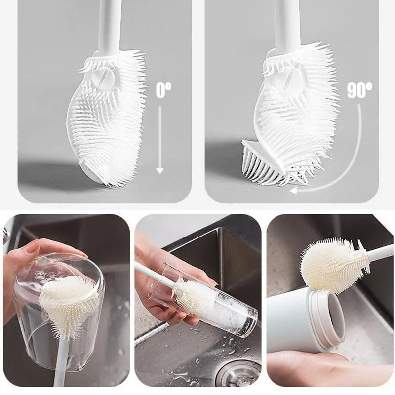 360° Silicone Bottle Brush Foldable Long Handle