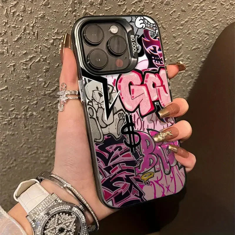 Pink Graffiti Art Case for iPhone 11 12 13 14 15 16 17 Pro Max