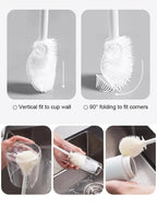 3-in-1 Silicone Bottle Cleaning Brush Long Handle