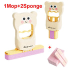 1PC Cartoon Bear Design Hands-Free Mini Mop Home Bathroom Cleaner & Cute Lazy-Friendly Desktop Stain-Removing Cloth Foldable Mop