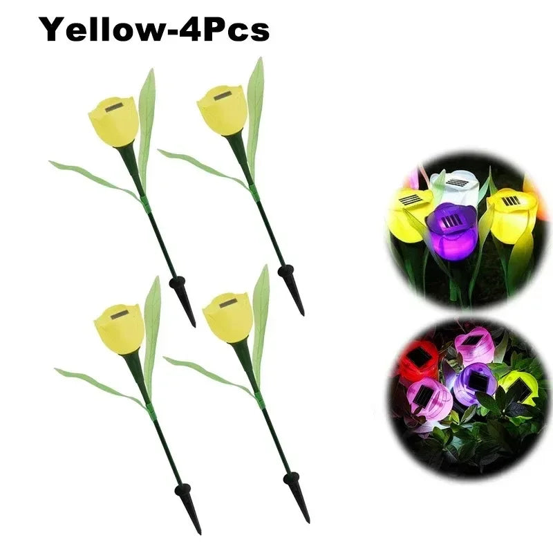 Solar Tulip Rose Flower Lights for Waterproof Garden Decor