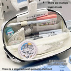 Multi-Layer Pen Bag Foldable Drawstring Pencil Case Organizer