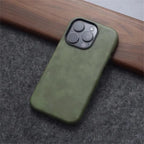 Retro Leather MagSafe Case for iPhone 12 13 14 15 16 17 Pro Max