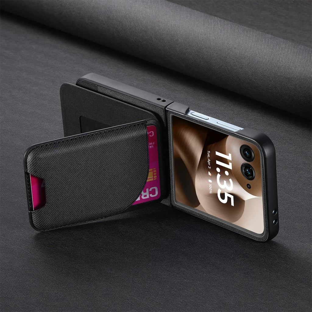 MagSafe Leather Card Holder Case for Motorola Razr 70 60 50 Ultra