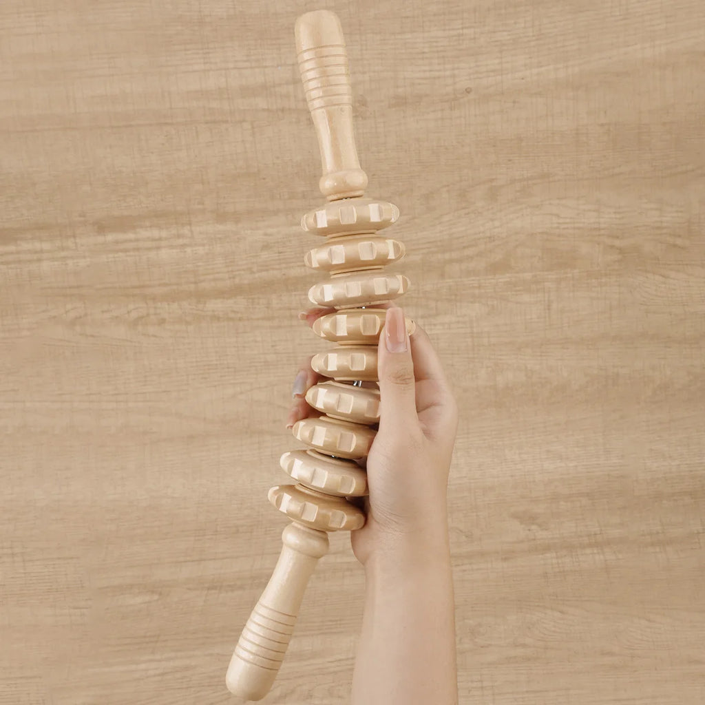 Wooden Therapy Massage Roller Stick for Muscle & Fascia Relief
