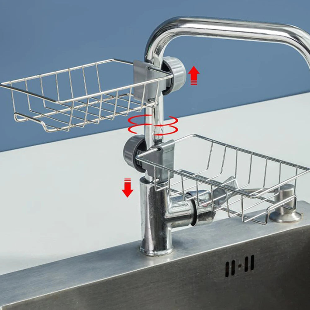 Kitchen Sink Drain Rack Faucet Sponge & Soap Storage Organizer