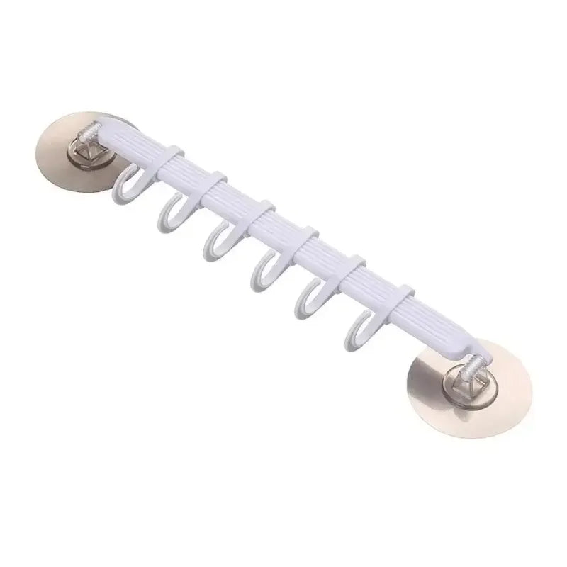 White Suction Cup Hook Rack 6-Row No-Drill Corner Wall Hanger