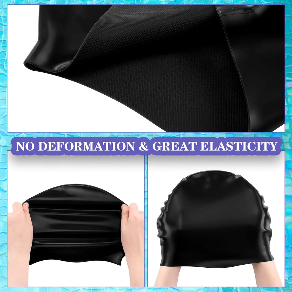 Large Silicone Swimming Cap Waterproof Ear Protection for Long Hair
