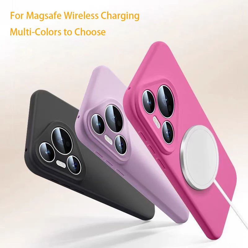 Magnetic Liquid Silicone Case for Huawei Pura 80 70 P60 Nova 14 Pro