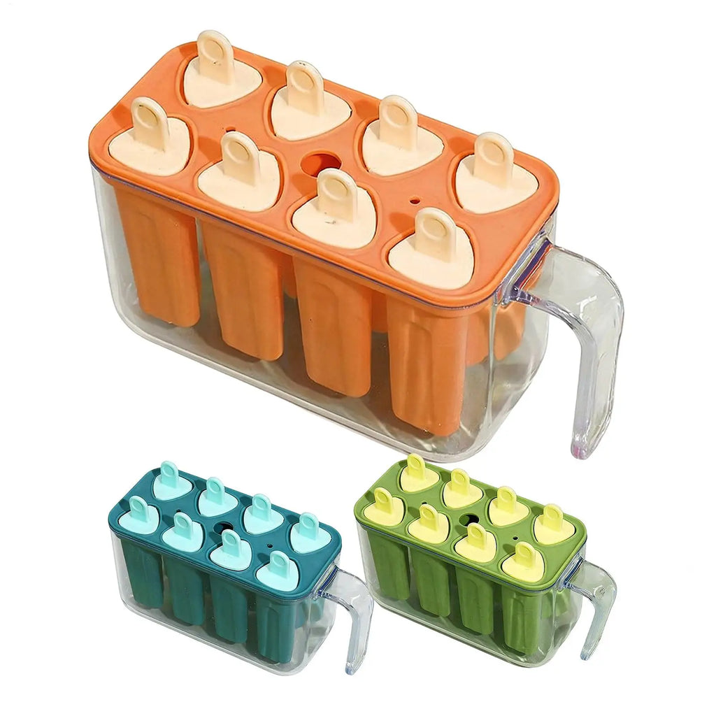 8 Grid Silicone Ice Pop Mold – Reusable DIY Ice Lolly Maker Tray