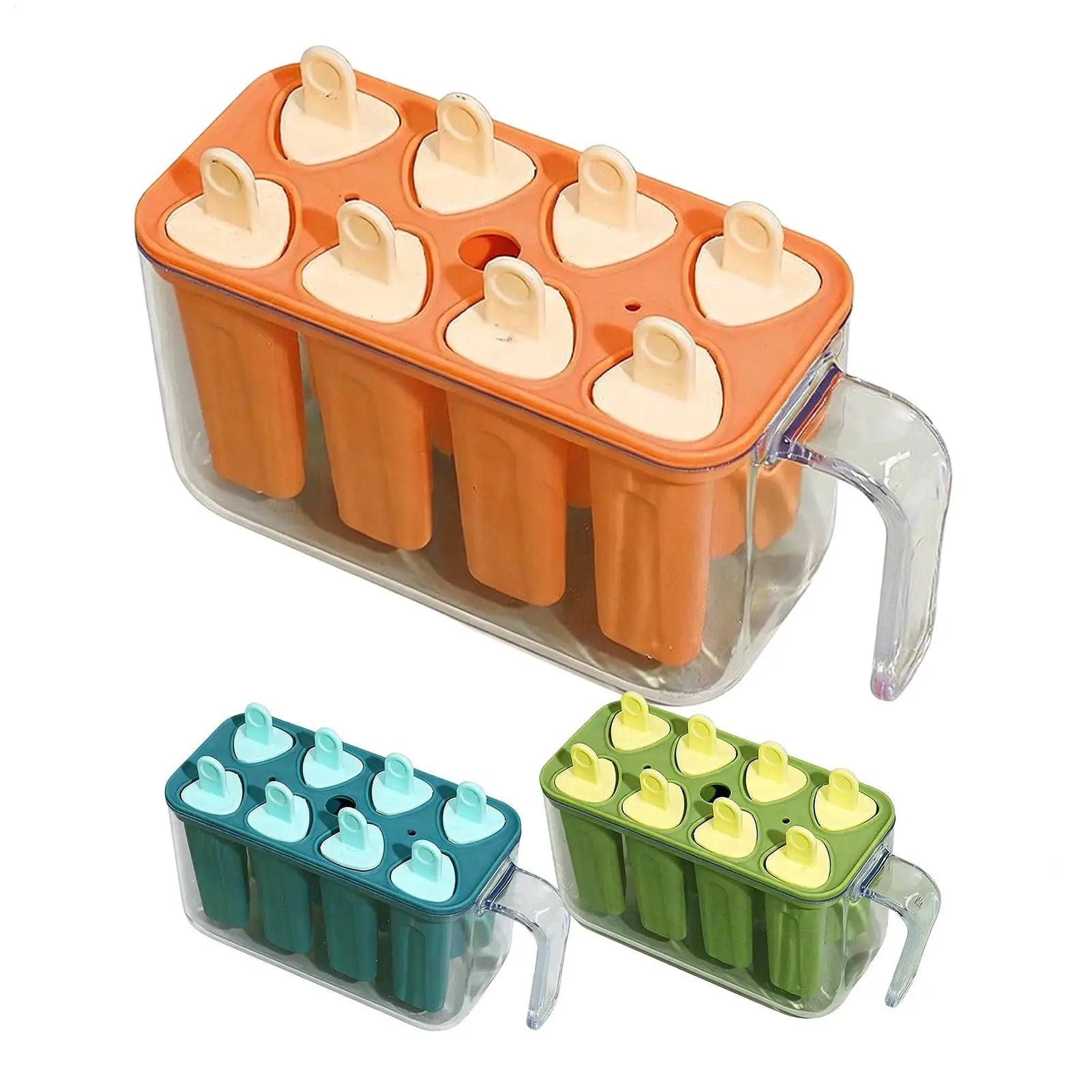 8 Grid Silicone Ice Pop Mold – Reusable DIY Ice Lolly Maker Tray
