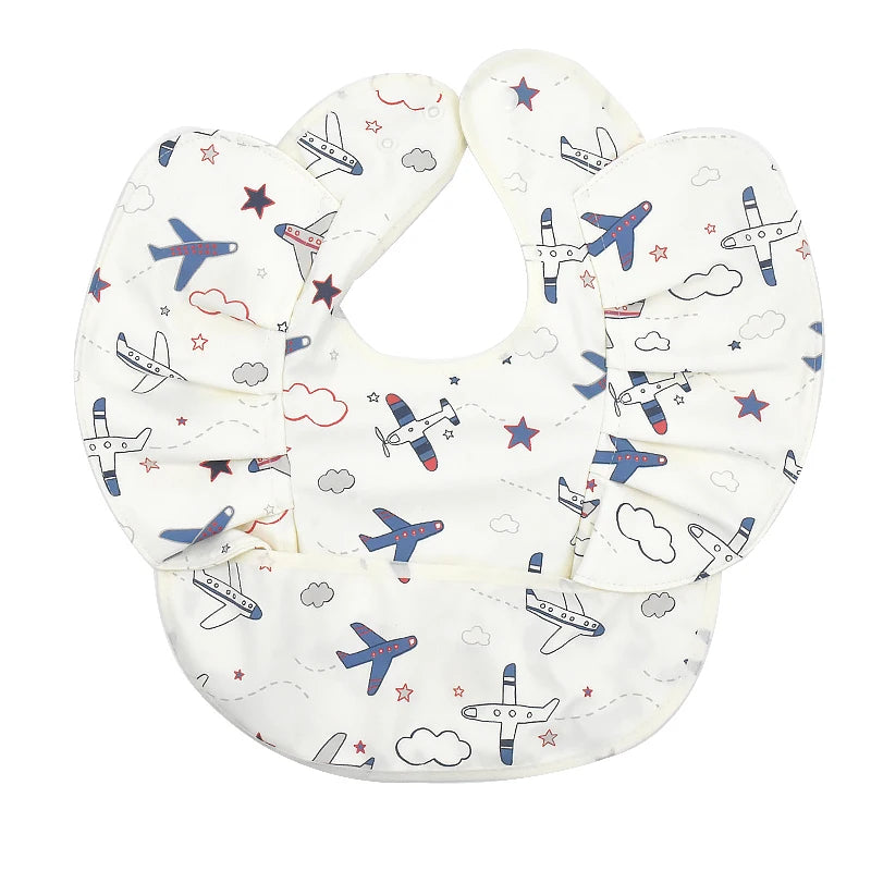 Waterproof Baby Bib with Pocket Soft PU Feeding Bib for Kids