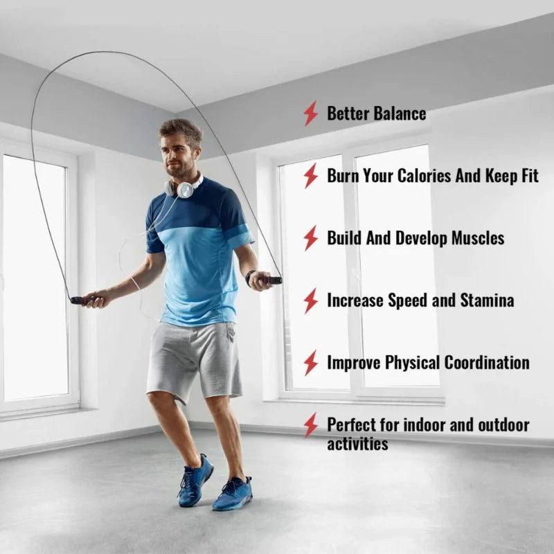 Steel Wire Speed Jump Rope Adjustable Tangle-Free Home Gym Cardio