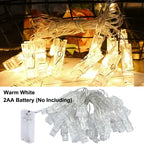 Photo Clip Fairy String Lights Warm LED Garland Lights