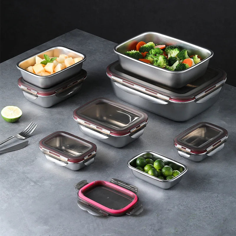 304 Stainless Steel Lunch Box Leakproof Bento Food Storage Travel Box