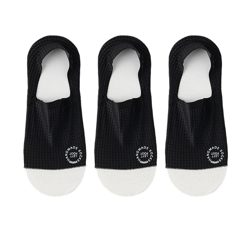 Men Invisible Socks 3Pairs Breathable No Show Mesh Casual