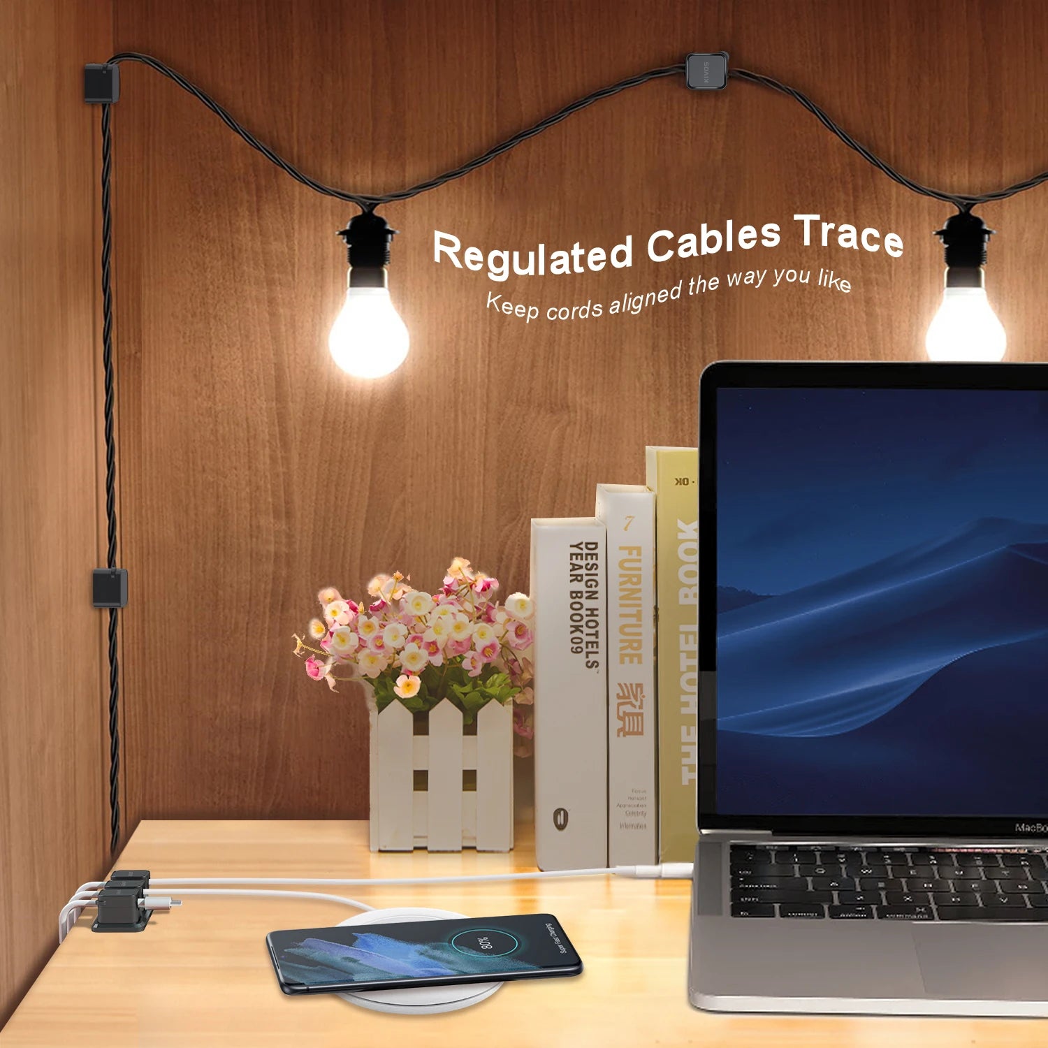 Cable Organizer, Cable Management Clips for Desk, Adjustable and Soft