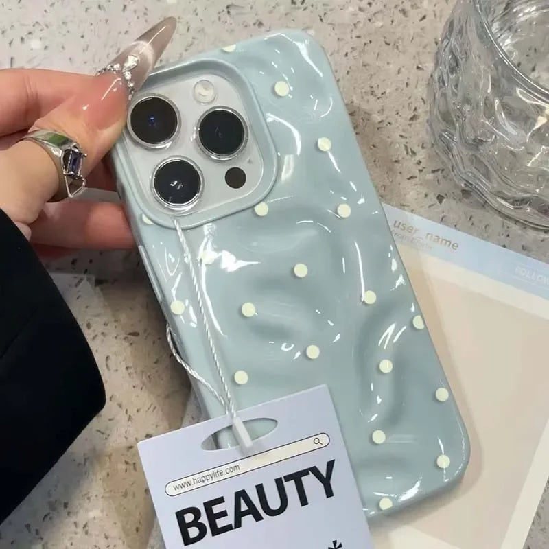 Polka Dot Solid Color Phone Case for iPhone 17 16 15 14 Pro Max Cover