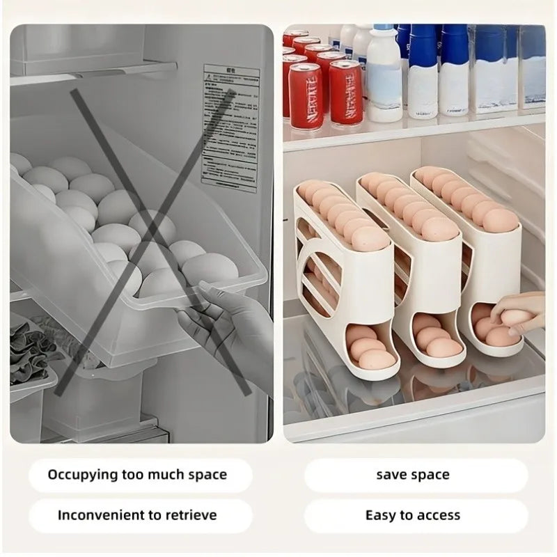 30 Egg Rolling Dispenser Fridge Storage Box