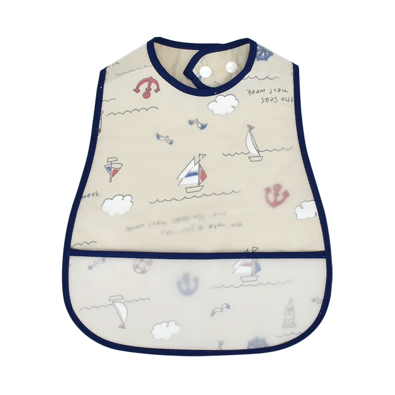 Cartoon EVA Waterproof Baby Bib with Pocket Feeding Apron