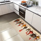 Funny Chicken Kitchen Mat Non-Slip Machine Washable Rug Decor