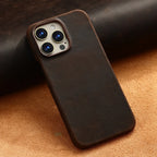 Luxury Full Grain Leather Magsafe Case for iPhone 17 16 15 Pro Max