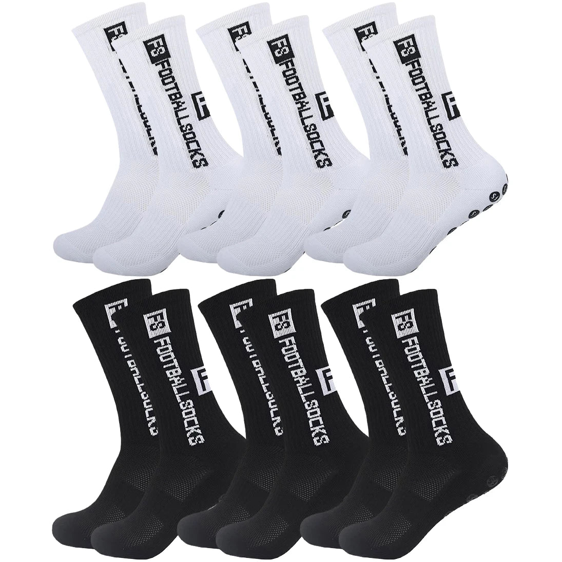 6 Pairs Non Slip Grip Socks Men Women Multi-Sport Anti-Slip