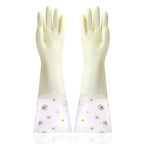 Velvet Rubber Cleaning Gloves Waterproof Winter Gloves