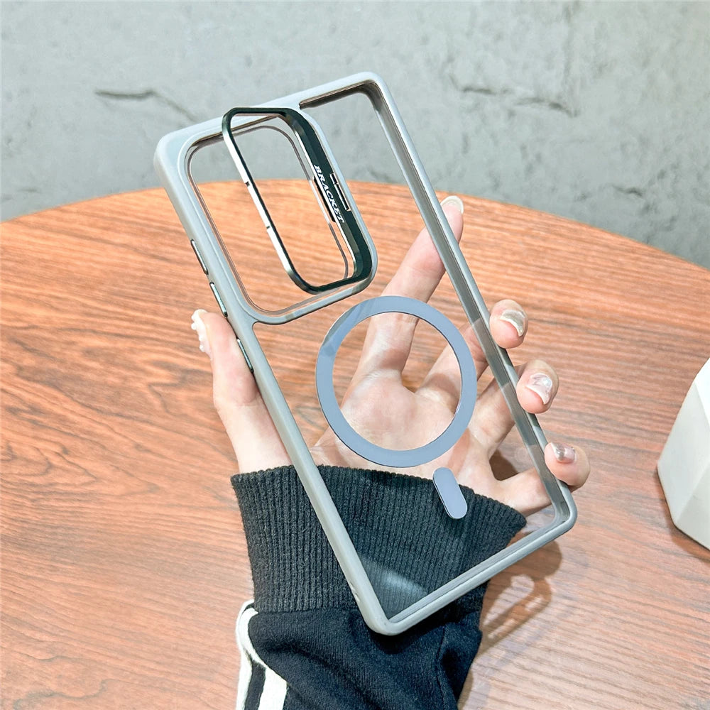 MagSafe Fold Lens Stand Case for Samsung Galaxy S22 S23 S24 S25 S26