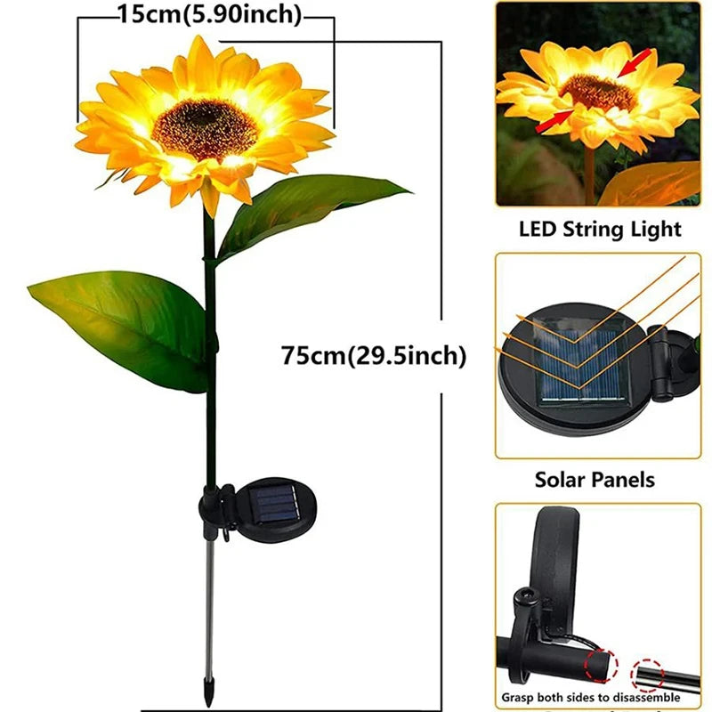 Solar Sunflower LED Garden Lights for Waterproof Lawn Decor
