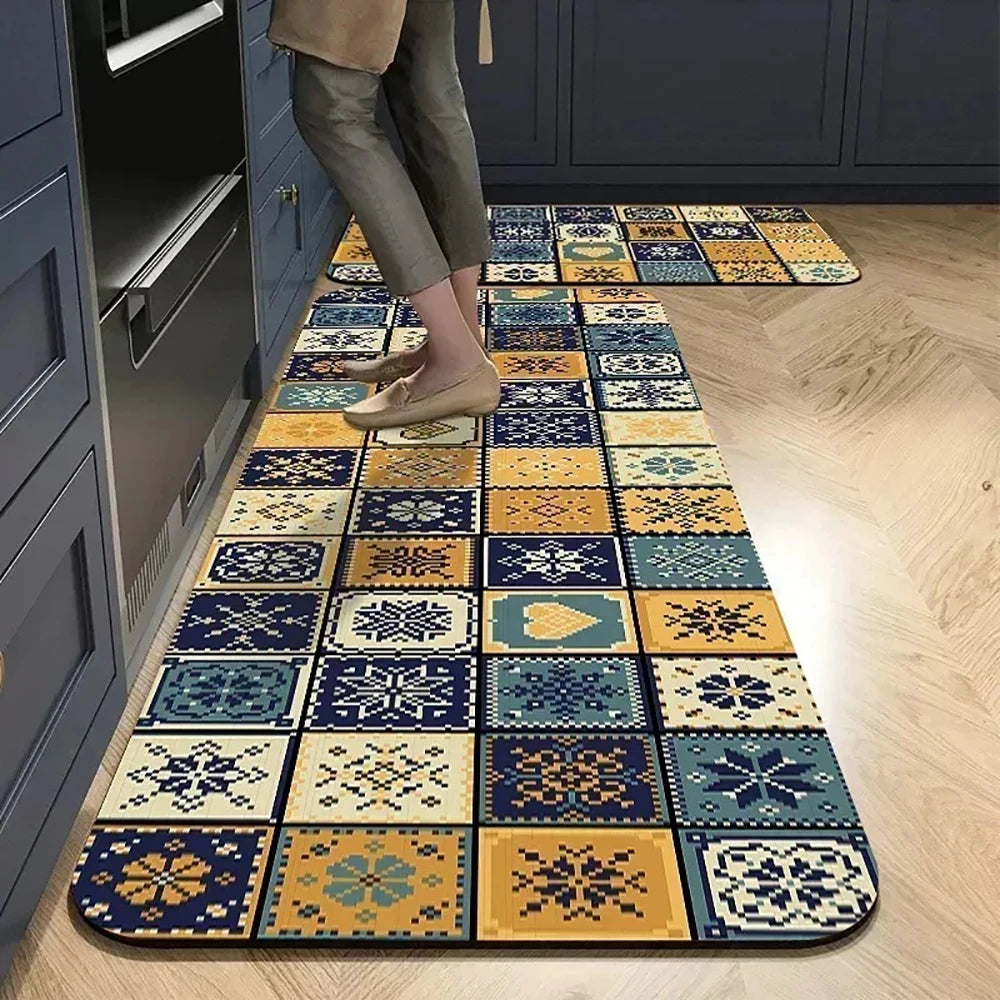 Kitchen Mat Absorbent Printed Rug Non-Slip Long Floor Carpet