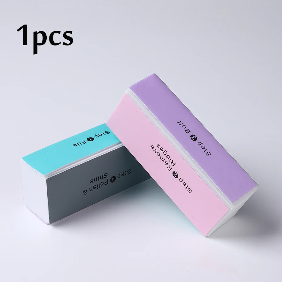 4 Sides Sponge Nail Buffer Professional Manicure Polishing Block