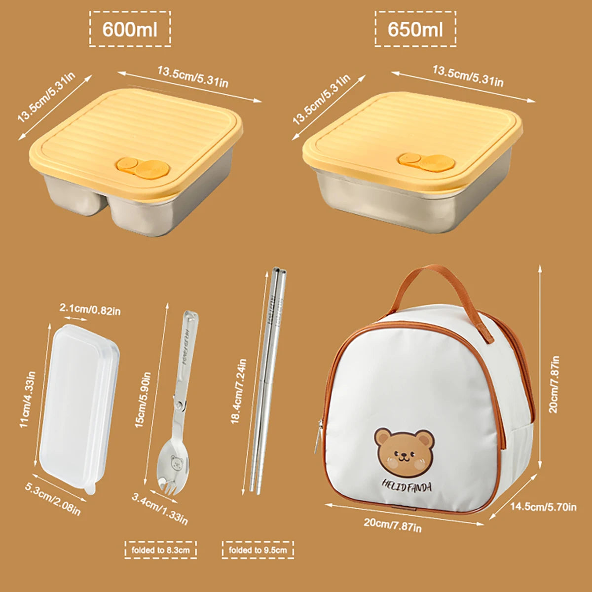 WORTHBUY 304 Stainless Steel Lunch Box Leakproof Stackable Food Container