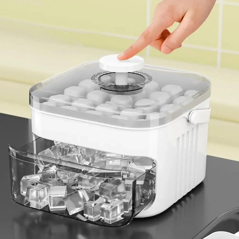 50 Cube Ice Maker UK Easy Press Ice Tray With Lid Refrigerator Ice Box Main image
