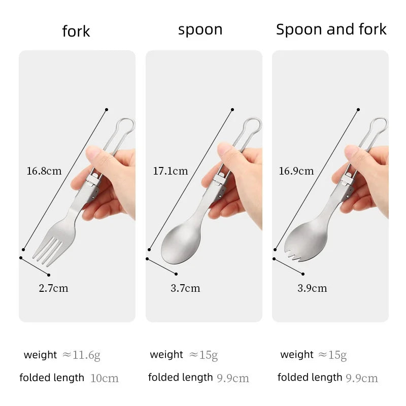 Titanium Foldable Spoon Fork Ultralight Camping & Hiking Spork Tool