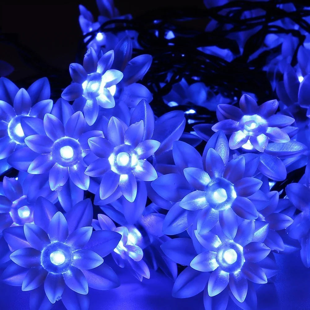 Solar Lotus Flower Fairy Lights Outdoor Garden Decor