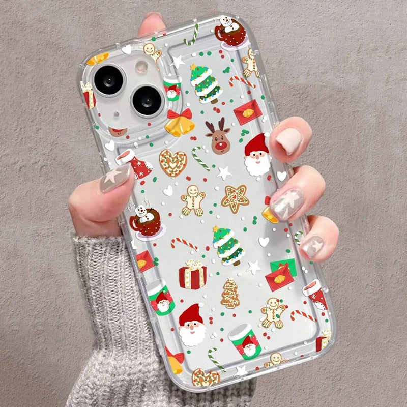 Cartoon Christmas Clear Case for iPhone 11 12 13 14 15 16 17