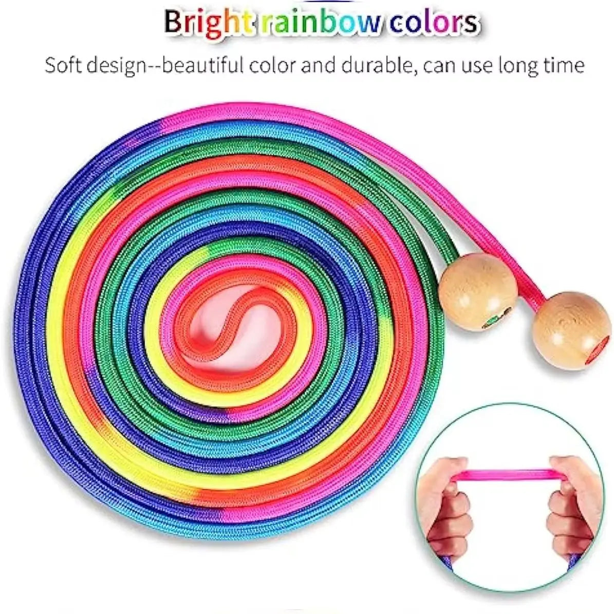 5M Rainbow Skipping Rope for Kids Long Speed Jump Rope with Handle
