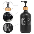 Black Dish Soap Dispenser Set Refillable Kitchen Sink Soap & Detergent Bottles